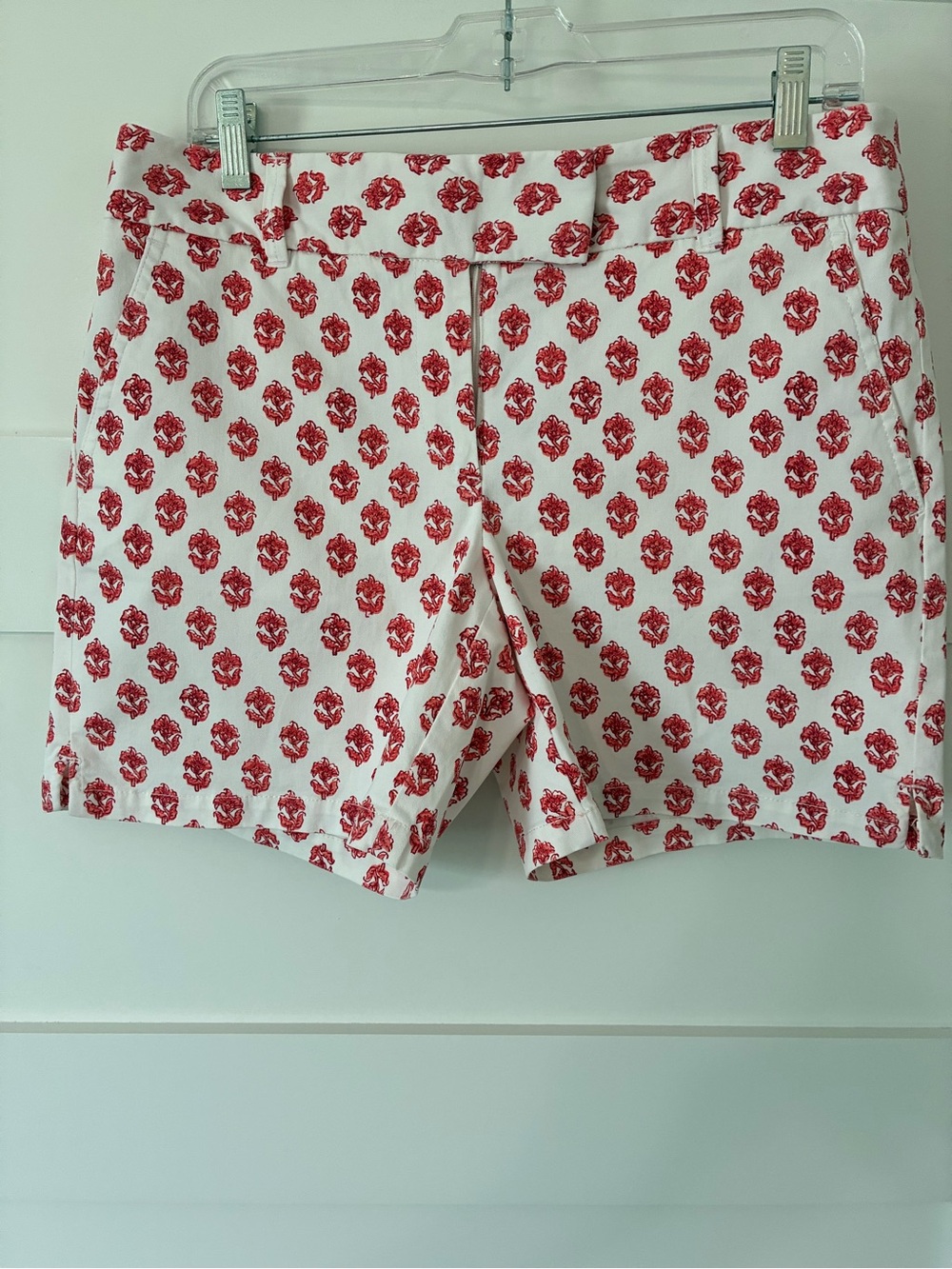 LOFT White Shorts with Red Floral Motif